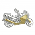 Anhnger 15x27mm Motorrad bicolor, Silber 925