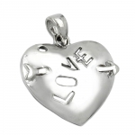 Anhnger 21x21mm Herz mit Pfeil und Inschrift - LOVE - glnzend rhodiniert Silber 925