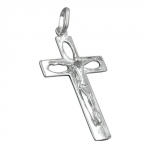 Anhnger 29x17mm Kreuz mit Jesus durchbrochen glnzend Silber 925