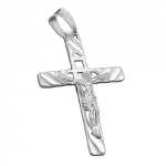 Anhnger 35x22mm Kreuz mit Jesus matt-glnzend Silber 925