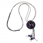 Kette 52mm Kunststoff Anhnger Amulett lila marmoriert Kordel lila 100cm