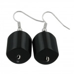 Ohrhaken Ohrhnger Ohrringe 37x15mm Schrgperle Kunststoff schwarz-glnzend