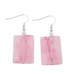 Ohrhaken Ohrhnger Ohrringe 45x17mm Viereck Kunststoff gewellt  gewellt rosa-marmoriert