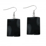 Ohrhaken Ohrhnger Ohrringe 45x17mm Viereck Kunststoff gewellt schwarz glnzend