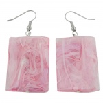 Ohrhaken Ohrhnger Ohrringe 56x25mm Viereck Kunststoff gewellt rosa-marmoriert