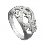 Ring 11mm floral mit vielen Zirkonias glnzend rhodiniert Silber 925 Ringgre 56