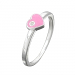 Ring Kinderring mit Herz rosa Silber 925 Ringgre 42
