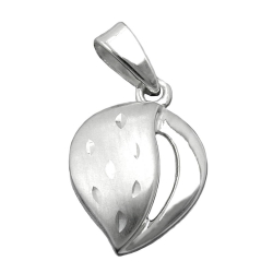 Anhnger 14x10mm Herz matt-diamantiert Silber 925