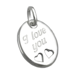 Anhnger 21x17mm mit Gravur -I love you- Silber 925