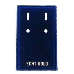 Aufmachungskarte 30x49mm fr Ohrbrisur Veloursamt blau -Echt Gold- Aufdruck goldfarben
