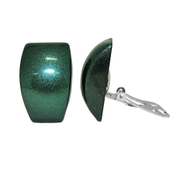 Clip Ohrring 27x17mm Trapez grn-metallic glnzend Kunststoff-Bouton