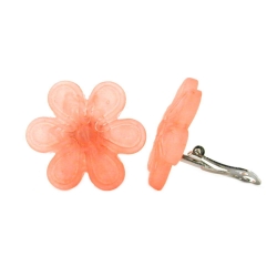 Clip Ohrring 30mm Blte rosa-transparent matt Kunststoff-Bouton
