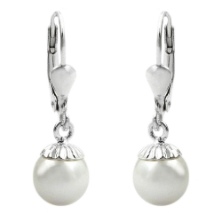 Ohrbrisur Ohrhnger Ohrringe 24x7,5mm Hnger mit Imitat-Perle Silber 925