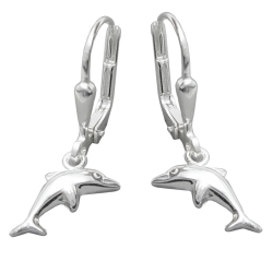 Ohrbrisur Ohrhnger Ohrringe 25x7mm Delfin rechts-links glnzend Silber 925