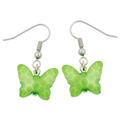 Ohrhaken Ohrhnger Ohrringe 32x16mm Schmetterling mit Schliff Kunststoffperle kiwigrn