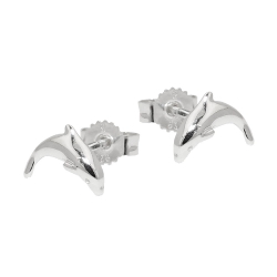 Ohrstecker Ohrring 10mm springender Delfin glnzend Silber 925