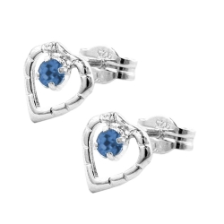 Ohrstecker Ohrring 7x6mm Herz Glasstein blau glnzend Silber 925