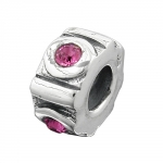 Anhnger 10x5mm Perle Bead mit 4 Glassteinen pink rhodiniert Silber 925
