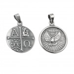 Anhnger 15mm Medaille Taube christliche Symbole geschwrzt Silber 925