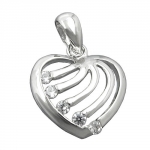 Anhnger 15x16mm Herz mit Zirkonias rhodiniert glnzend Silber 925