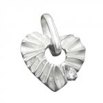 Anhnger 17mm Herz mit Zirkonia matt-glnzend Silber 925