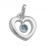 Anhnger 17x16mm Herz synthetischer Blautopas glnzend Silber 925