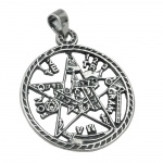 Anhänger 21mm Pentagramm Amulett geschwärzt Silber 925