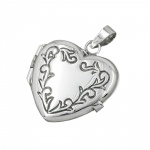 Anhnger 22x20x6mm Medaillon Herz mit Ornament glnzend geschwrzt Silber 925