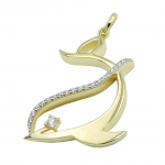 Anhnger 25x20mm stilisierter Delfin mit Zirkonias 9Kt GOLD