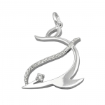 Anhnger 26x19mm stilisierter Delfin mit Zirkonias glnzend Silber 925
