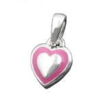 Anhnger 8x6mm kleines Herz rosa lackiert Silber 925