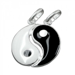 Anhnger Yin Yang 16mm schwarz wei lackiert Silber 925