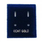 Aufmachungskarte 30x35mm fr kurze Ohrbrisur Veloursamt blau -Echt Gold- Aufdruck goldfarben