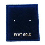 Aufmachungskarte 30x35mm fr Ohrstecker Veloursamt blau -Echt Gold- Aufdruck goldfarben