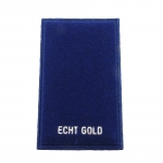 Aufmachungskarte 30x49mm fr Anhnger Veloursamt blau -Echt Gold- Aufdruck goldfarben