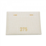 Aufmachungskarte 55x38mm fr Gold-Ohrstecker Textil wei -375-Aufdruck goldfarben