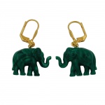 Ohrbrisur Ohrhnger Ohrringe 37x23mm goldfarben Elefant mini grn-marmoriert Kunststoff