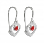 Ohrhaken Ohrringe 15x6mm Herz Glasstein rot glnzend Silber 925