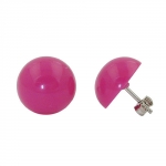 Ohrstecker Ohrring 13mm pink-rosa-glnzend Kunststoff halbrund gewlbt