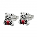 Ohrstecker Ohrring 7x6mm Kinderohrring Panda Br farbig lackiert Silber 925