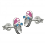 Ohrstecker Ohrring 8x4mm Kinderohrring Schuh rosa-hellblau lackiert Silber 925