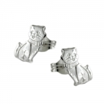 Ohrstecker Ohrring 8x5mm Katze matt-glnzend Silber 925