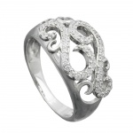 Ring 11mm floral mit vielen Zirkonias glnzend rhodiniert Silber 925 Ringgre 58