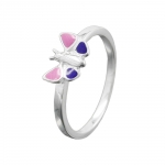 Ring Kinderring Schmetterling lila-pink lackiert Silber 925 Gr. 44