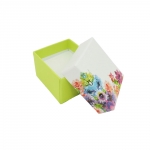 Schmuckschachtel 40x45x30mm hoch fr Ring/Ohrring hellgrn-floral Kartonage