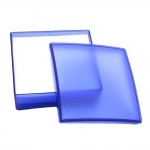 Schmuckschachtel 60x60x20mm fr Kette/Ohrring blau-transparent Kunststoff