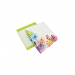 Schmuckschachtel 60x60x22mm fr Kette/Ohrring hellgrn-floral Kartonage