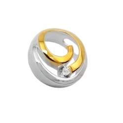 Anhnger 11,5mm Kreis mit Spirale bicolor und Zirkonia Silber 925