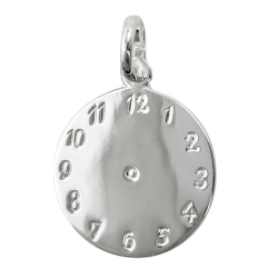 Anhänger 14mm Geburtsanhänger Uhr glänzend Silber 925