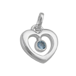 Anhnger 17x16mm Herz synthetischer Blautopas glnzend Silber 925